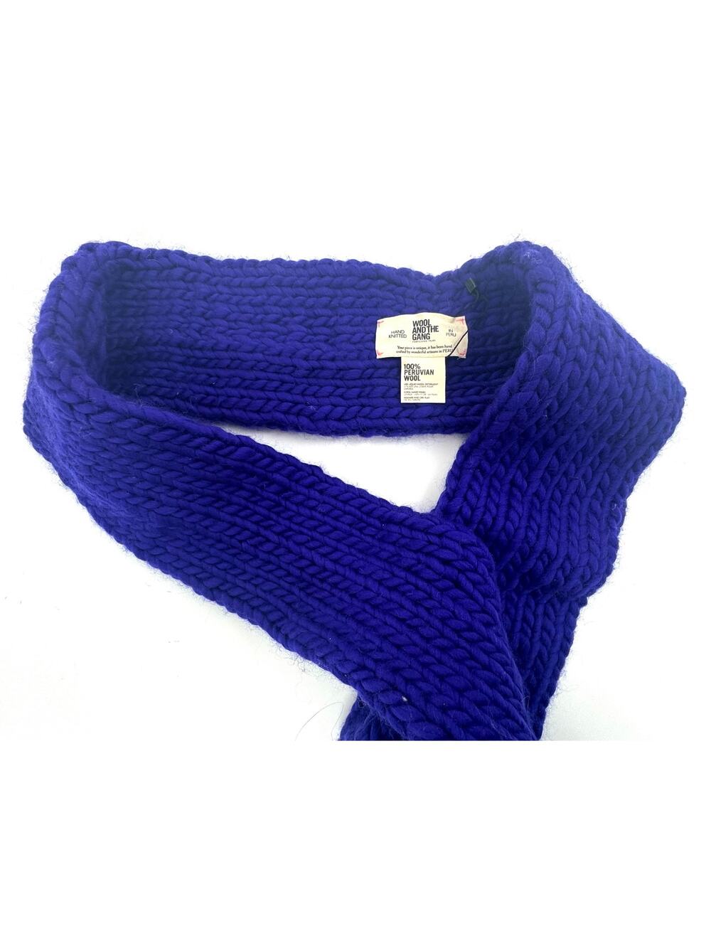 Wool and the Gang Blue 100% Peruvian Wool Hand Knitted Infinity Scarf
